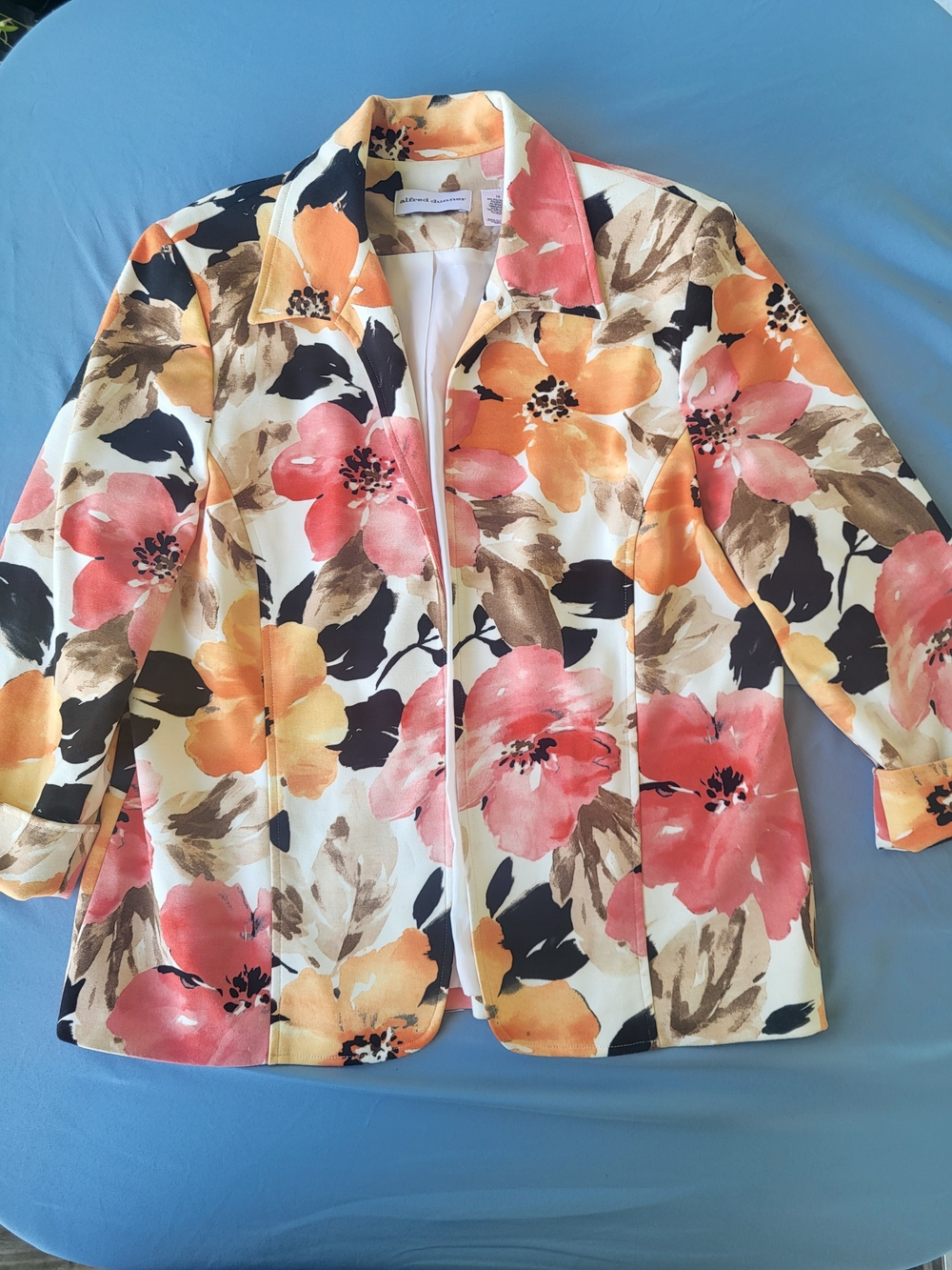 Alfred Dunner Coral, Orange & Cream Floral Blazer